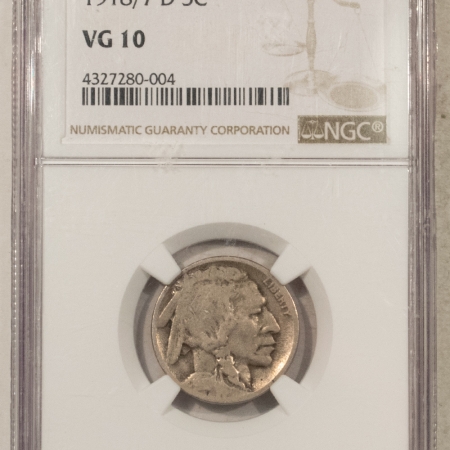 Buffalo Nickels 1918/7-D BUFFALO NICKEL – NGC VG-10 TOUGH & POPULAR OVERDATE!