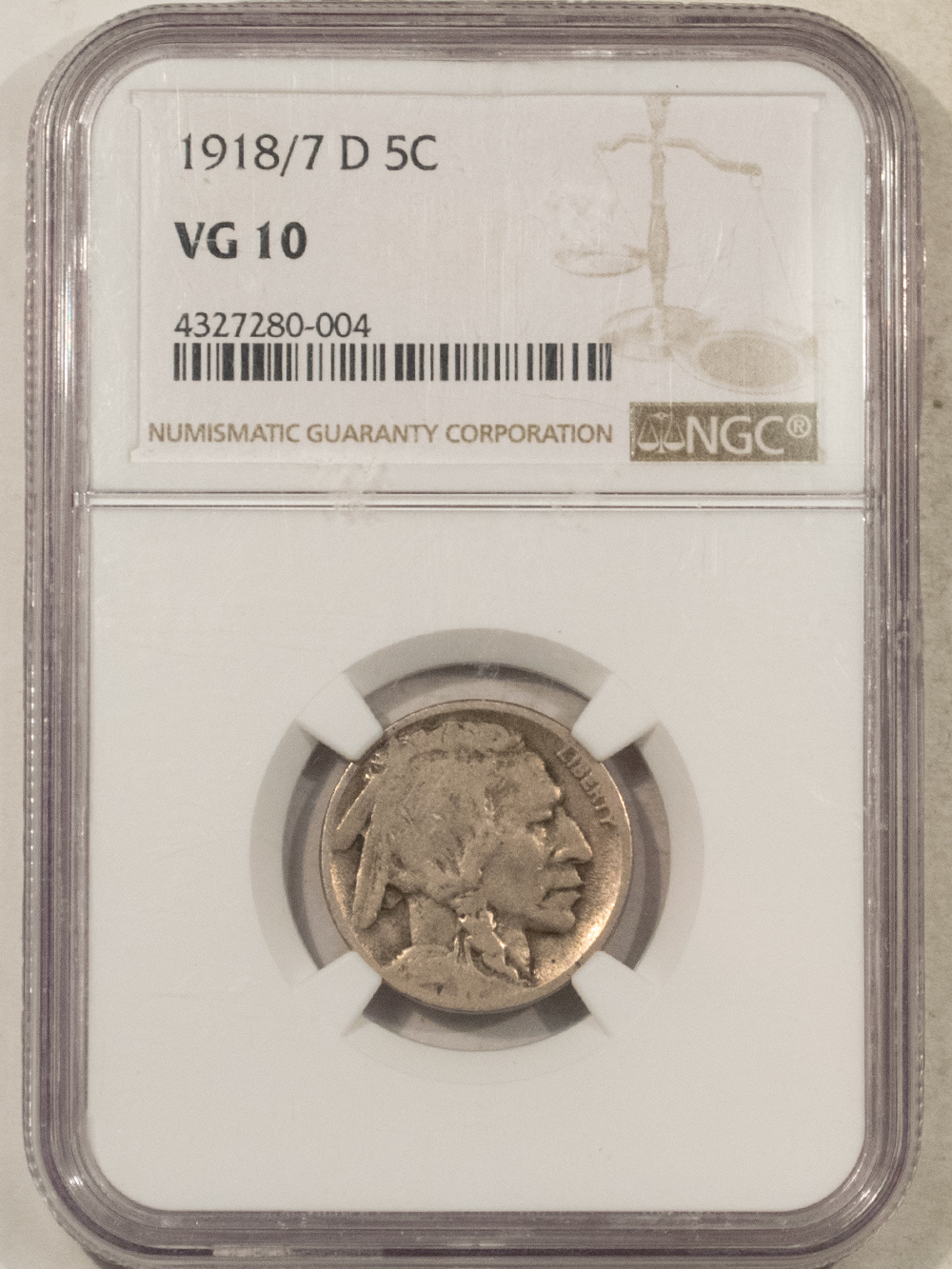 Buffalo Nickels 1918/7-D BUFFALO NICKEL – NGC VG-10 TOUGH & POPULAR OVERDATE! Buffalo Nickels 1918/7-D BUFFALO NICKEL – NGC VG-10 TOUGH & POPULAR OVERDATE!