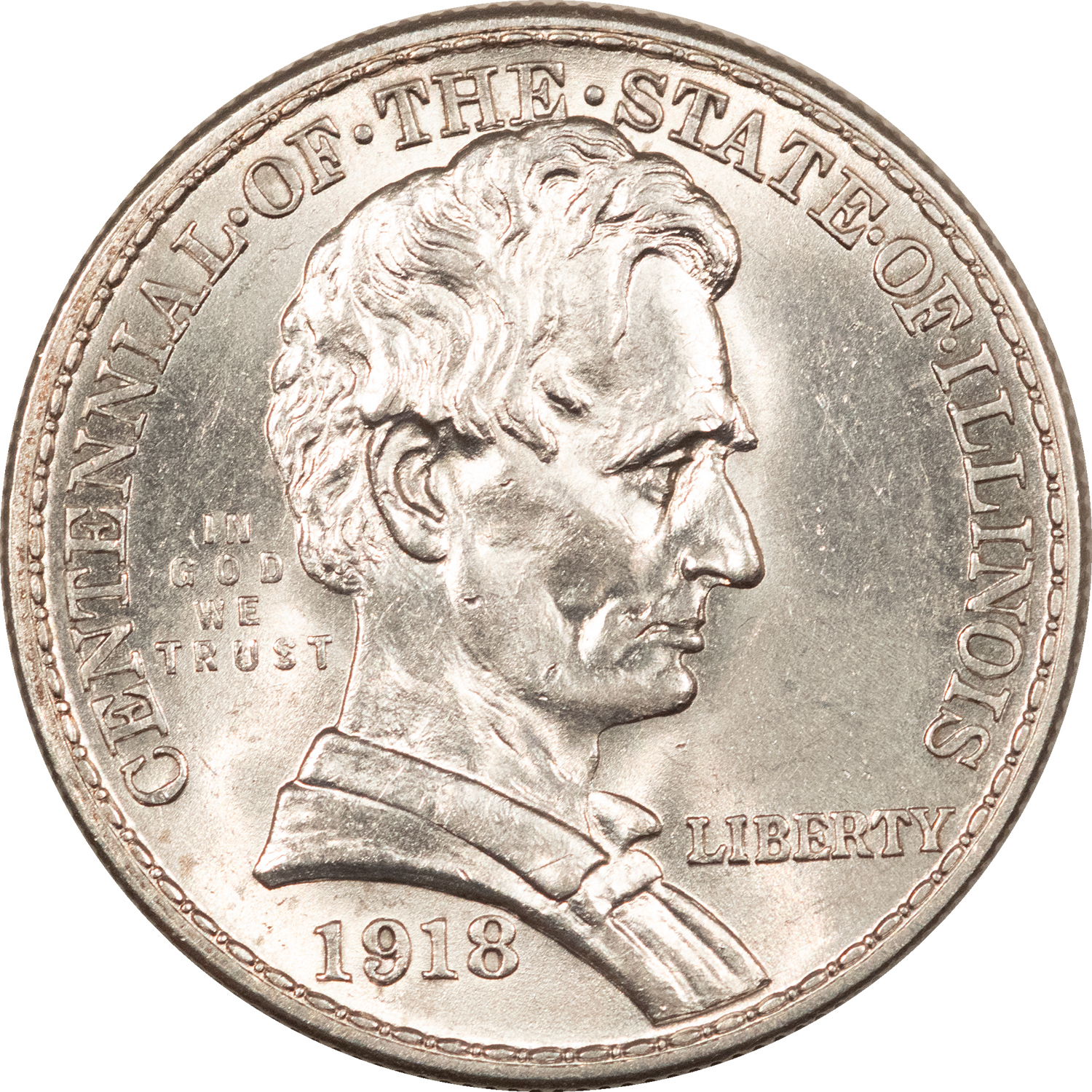 Early Commems 1918 LINCOLN-ILLINOIS COMMEMORATIVE HALF DOLLAR UNCIRCULATED BLAST WHITE, CHOICE Early Commems 1918 LINCOLN-ILLINOIS COMMEMORATIVE HALF DOLLAR UNCIRCULATED BLAST WHITE, CHOICE