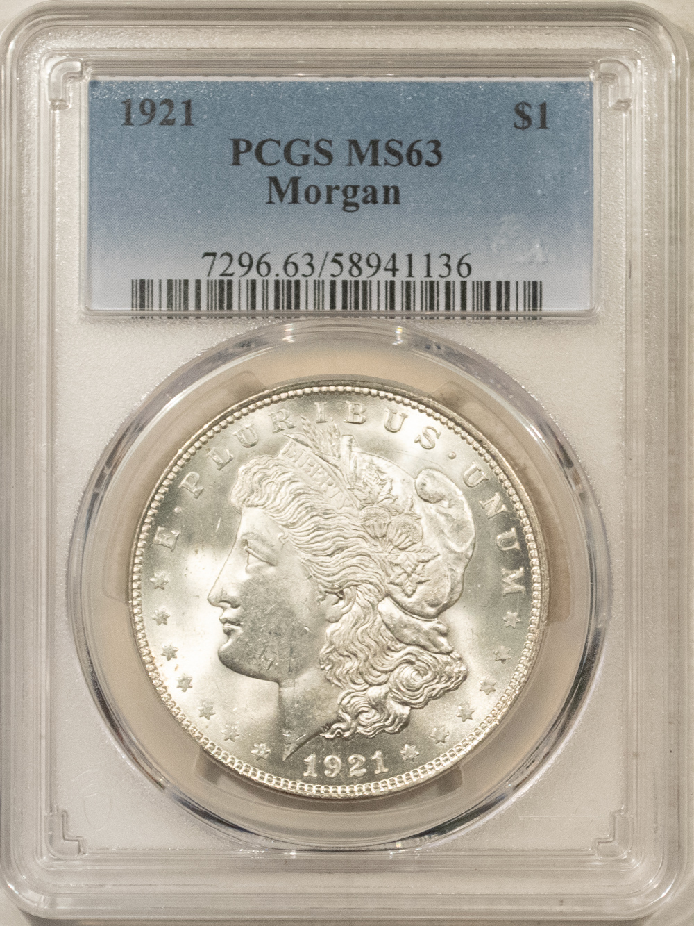 Dollars 1921 $1 MORGAN DOLLAR – PCGS MS-63 BLAZING WHITE! Dollars 1921 $1 MORGAN DOLLAR – PCGS MS-63 BLAZING WHITE!