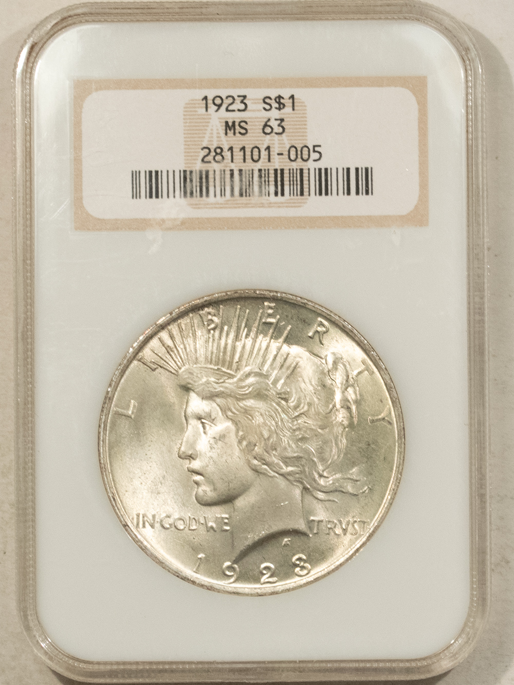 Dollars 1923 $1 PEACE DOLLAR – NGC MS-63 FATTIE HOLDER, FRESH & SUPER PREMIUM QUALITY! Dollars 1923 $1 PEACE DOLLAR – NGC MS-63 FATTIE HOLDER, FRESH & SUPER PREMIUM QUALITY!