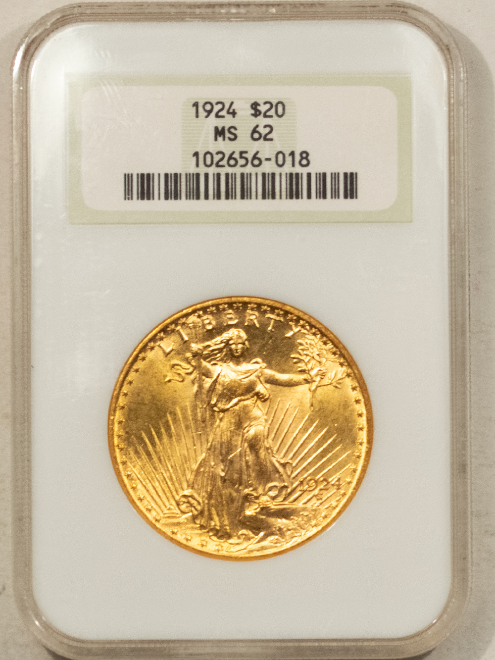 $20 1924 $20 ST GAUDENS GOLD DOUBLE EAGLE – NGC MS-62, PREMIUM QUALITY++! $20 1924 $20 ST GAUDENS GOLD DOUBLE EAGLE – NGC MS-62, PREMIUM QUALITY++!