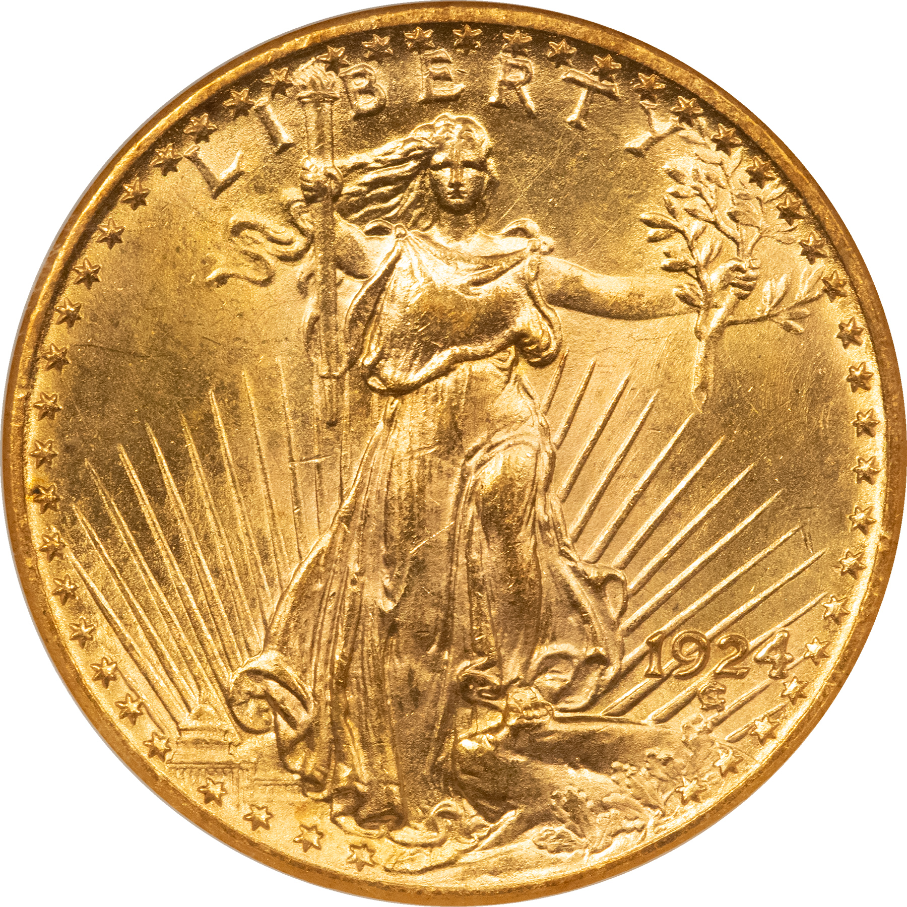 $20 1924 $20 ST GAUDENS GOLD DOUBLE EAGLE – NGC MS-62, PREMIUM QUALITY++! $20 1924 $20 ST GAUDENS GOLD DOUBLE EAGLE – NGC MS-62, PREMIUM QUALITY++!