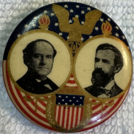 New Store Items 1908 BRYAN-KERN 1 1/4″ MULTI-COLOR & GRAPHIC JUGATE CAMPAIGN BUTTON-NEAR MINT!