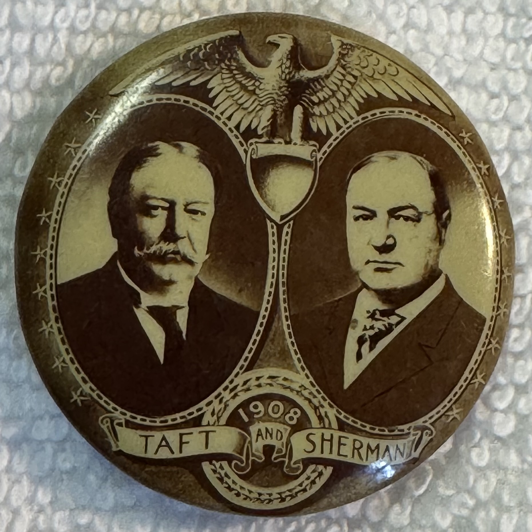 New Store Items 1912 TAFT-SHERMAN 1 1/4″ SEPIA JUGATE CAMPAIGN BUTTON, STRIKING, SCARCE & MINT! New Store Items 1912 TAFT-SHERMAN 1 1/4″ SEPIA JUGATE CAMPAIGN BUTTON, STRIKING, SCARCE & MINT!