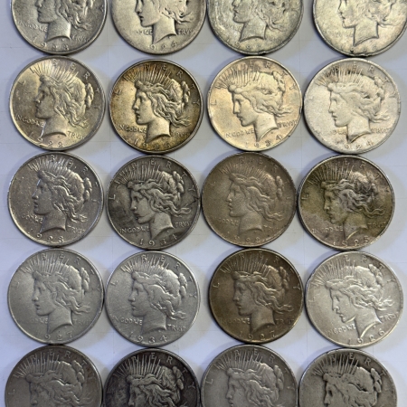 Dollars PEACE DOLLAR MIXED DATE 20 COIN ROLL – CULL WITH ISSUES! VARIETY OF DATES