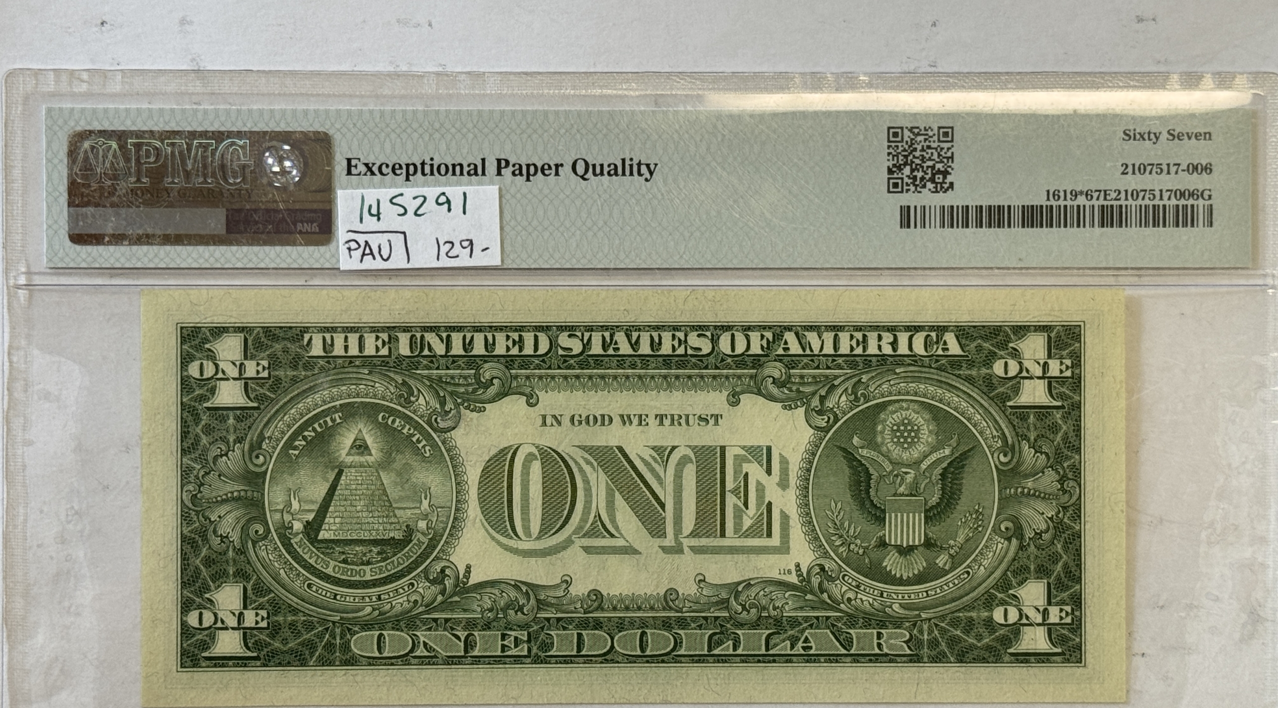 New Store Items 1957 $1 SILVER CERTIFICATE STAR NOTE FR#1619* – PMG SUPERB GEM UNC 67, EPQ! New Store Items 1957 $1 SILVER CERTIFICATE STAR NOTE FR#1619* – PMG SUPERB GEM UNC 67, EPQ!