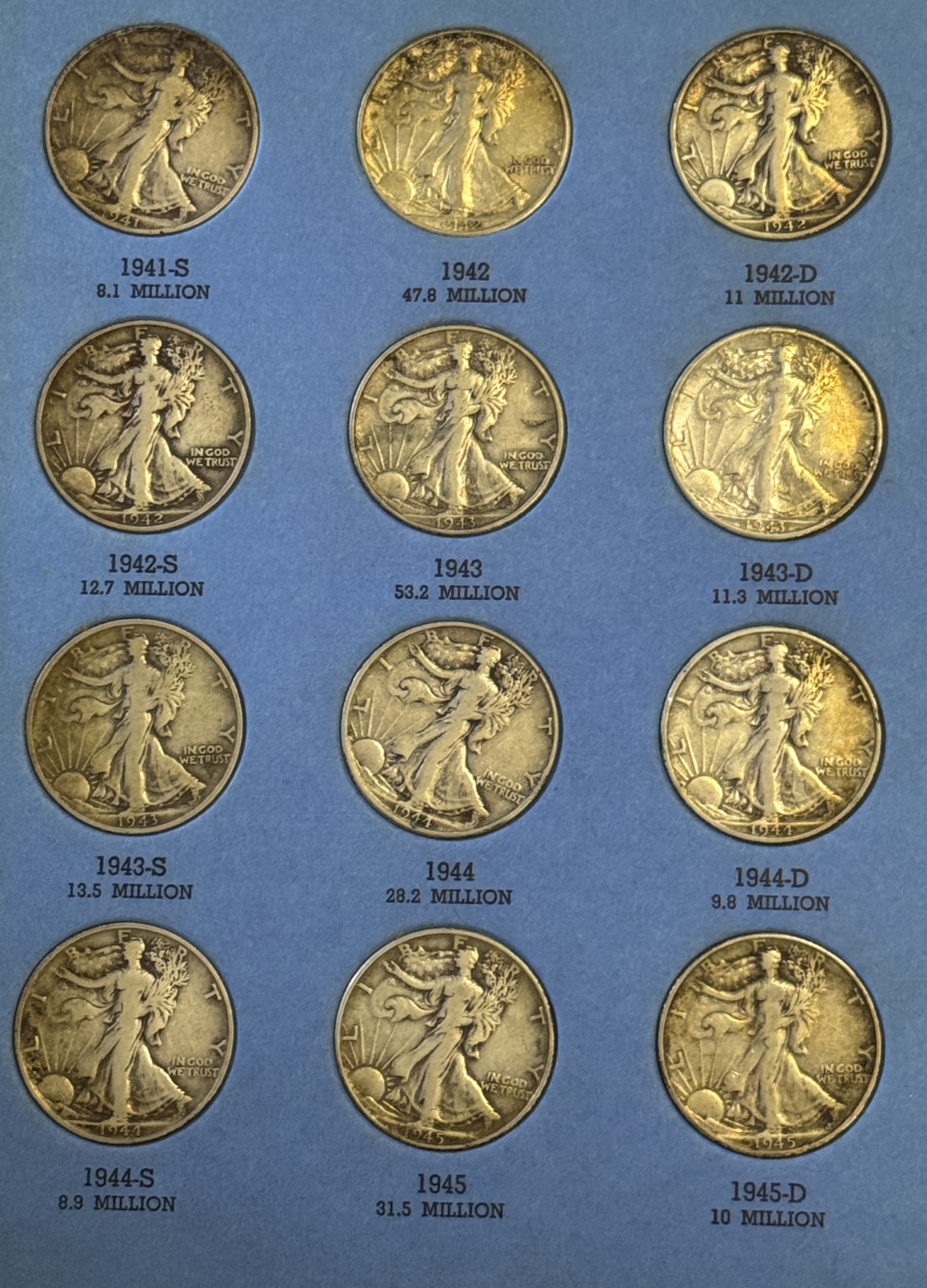 Half Dollars 1917-1947 51 COIN PARTIAL WALKING LIBERTY HALF DOLLAR SET – NICE CIRCS IN ALBUMS Half Dollars 1917-1947 51 COIN PARTIAL WALKING LIBERTY HALF DOLLAR SET – NICE CIRCS IN ALBUMS